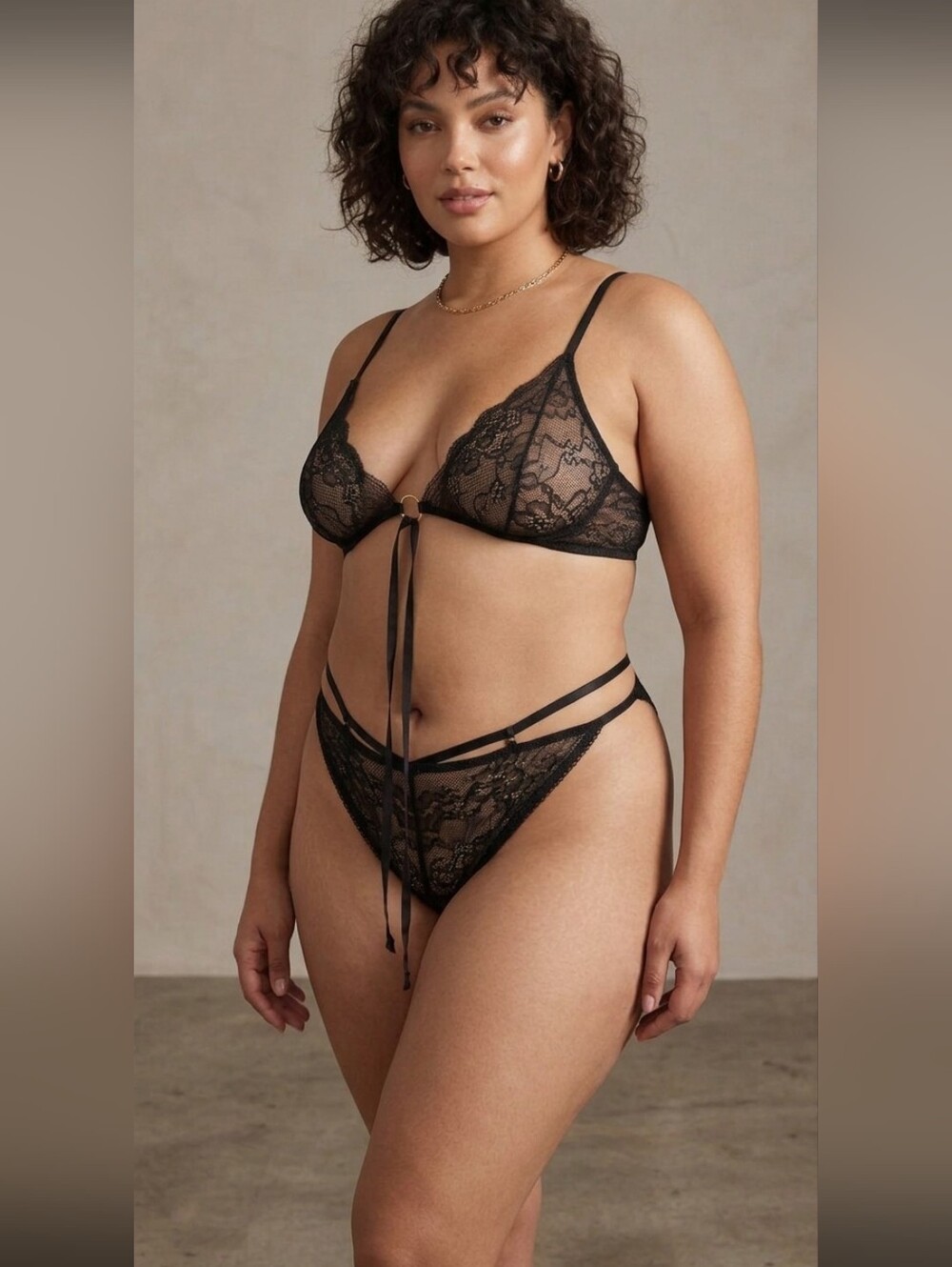 NWT Adore Me Lingerie Two Piece Set Black Lace Sheer Size 2X